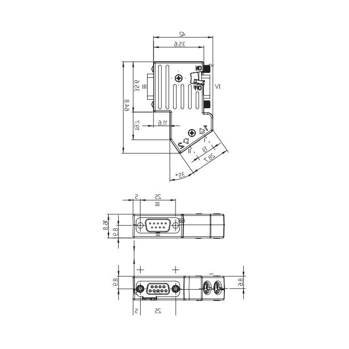 Sub D 9 Pin female/male、Profibus Bus plug with switchable terminating resistor、0CE161